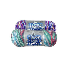 I Love This Yarn Prints Lot of 2 Acrylic Worsted Paint Party and Green Turquoise